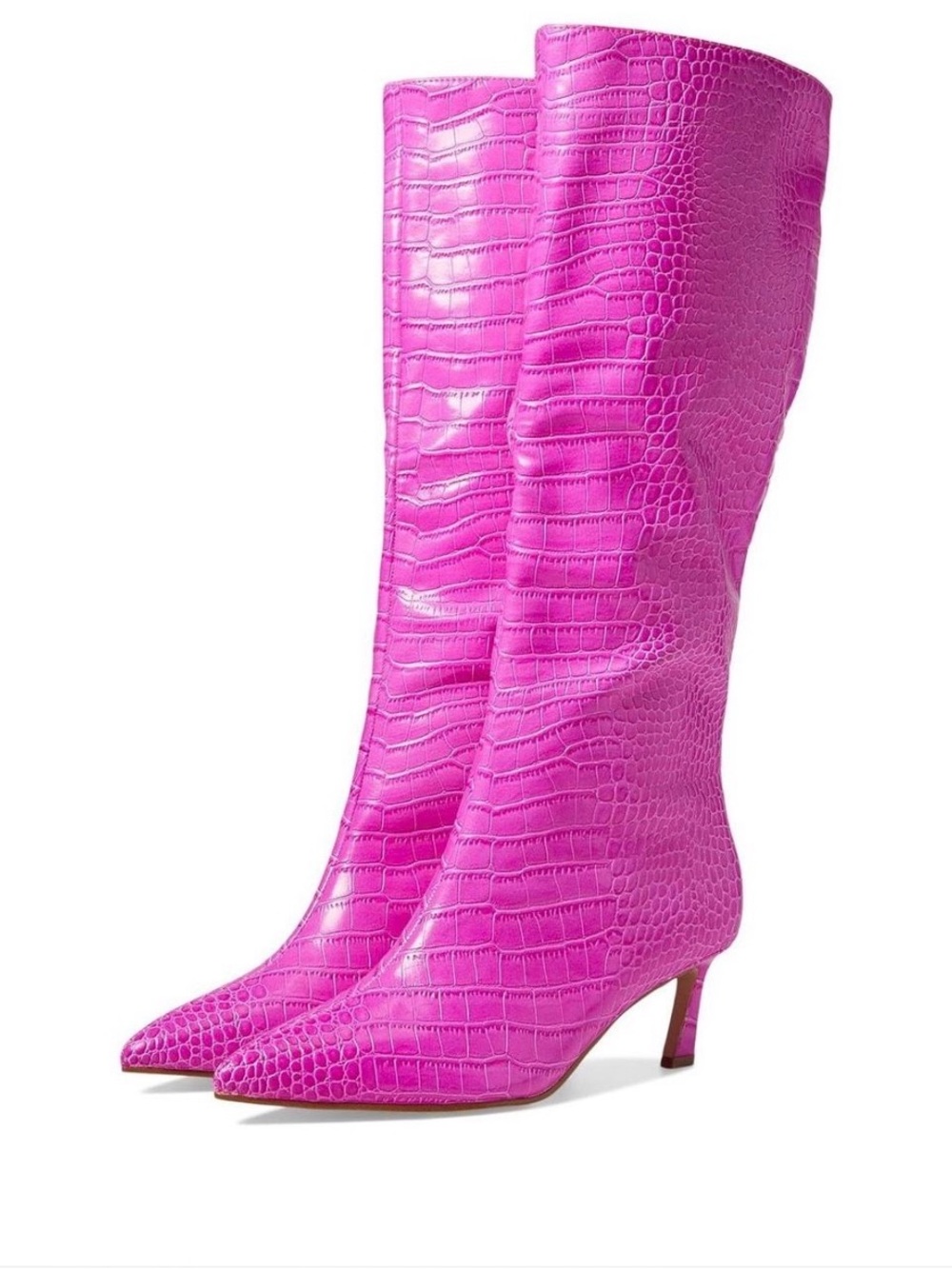 Steve Madden Lavan Pink Crocodile Embossed Knee High Faux Leather Boots 8 M NIB